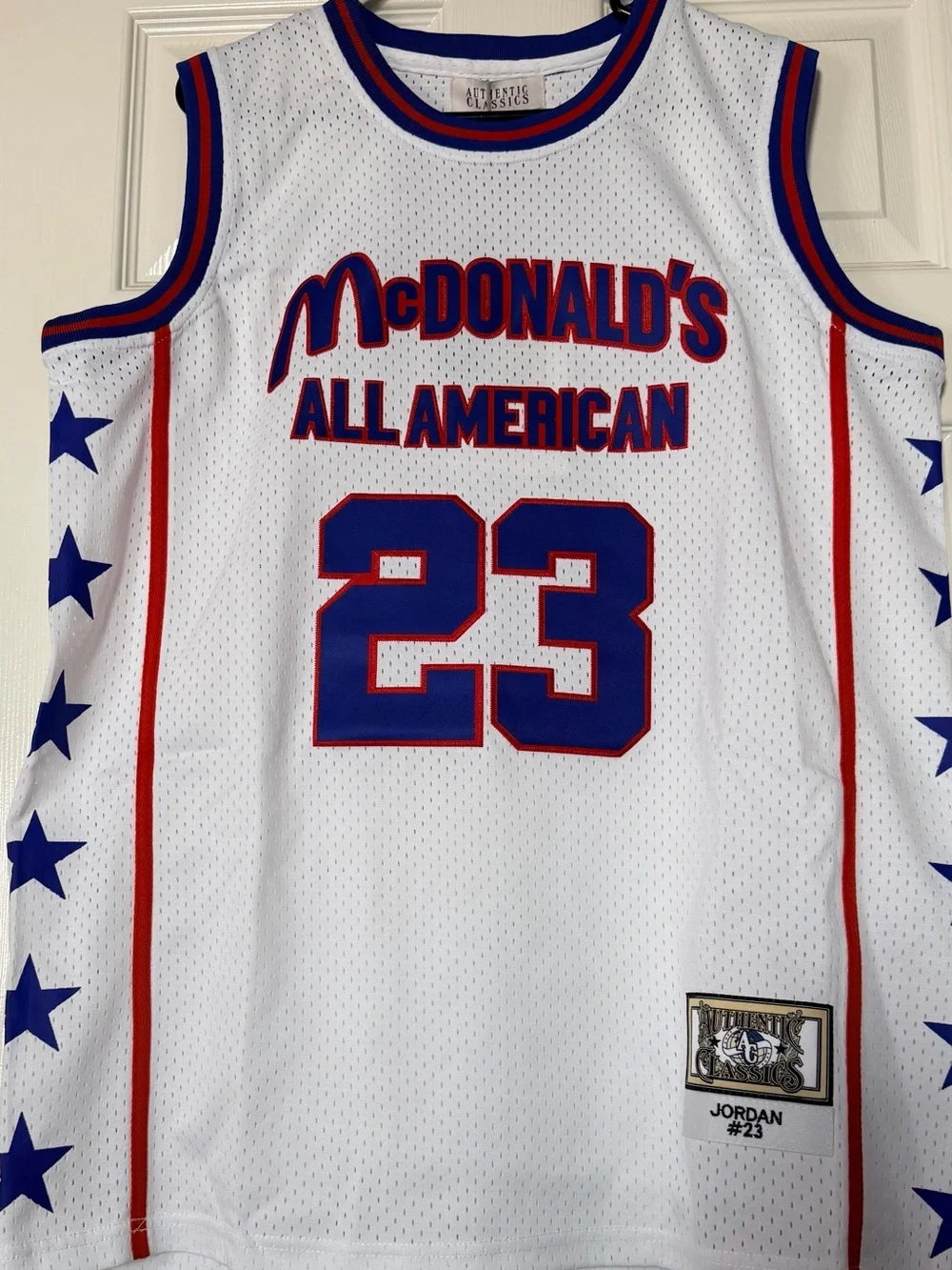 Michael Jordan McDonalds All American HS #23 White & Blue Basketball Jersey